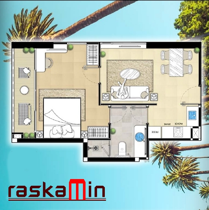 KT0053🌅1ห้องนอน 45ตรม ชั้น8🏞️วิวเขาพระตำหนัก The Riviera Malibu🌴เดอะ ริเวียร่า มาลิบู