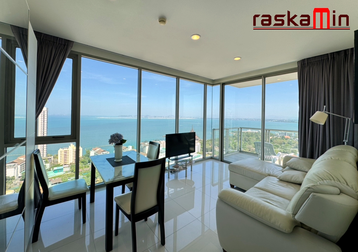 KT0140🌴The Riviera Wongamat🏄‍♂️1ห้องนอน 50ตรม ชั้นสูง ตึกB🌊วิวทะเล พร้อมเฟอร์นิเจอร์