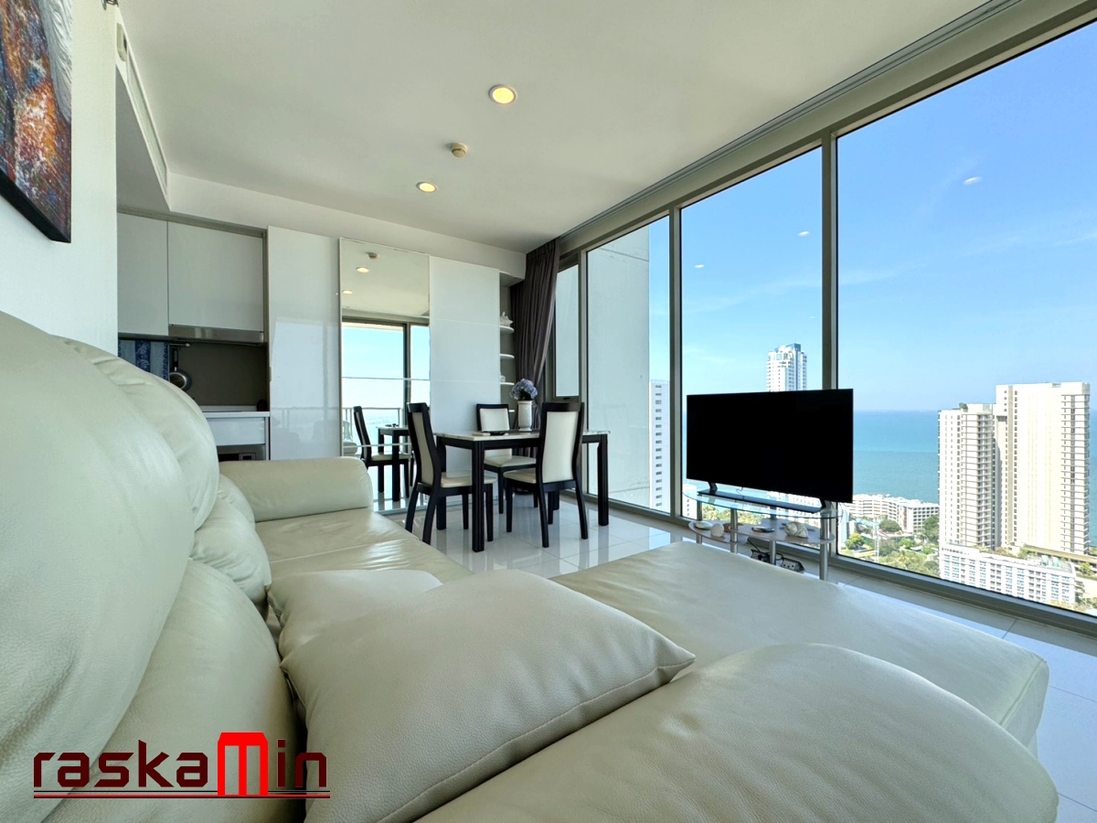 KT0140🌴The Riviera Wongamat🏄‍♂️1ห้องนอน 50ตรม ชั้นสูง ตึกB🌊วิวทะเล พร้อมเฟอร์นิเจอร์