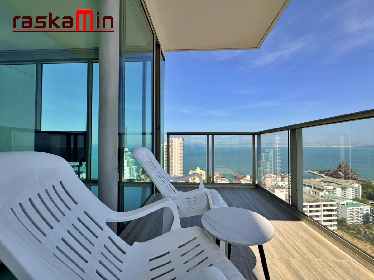 KT0140🌴The Riviera Wongamat🏄‍♂️1ห้องนอน 50ตรม ชั้นสูง ตึกB🌊วิวทะเล พร้อมเฟอร์นิเจอร์