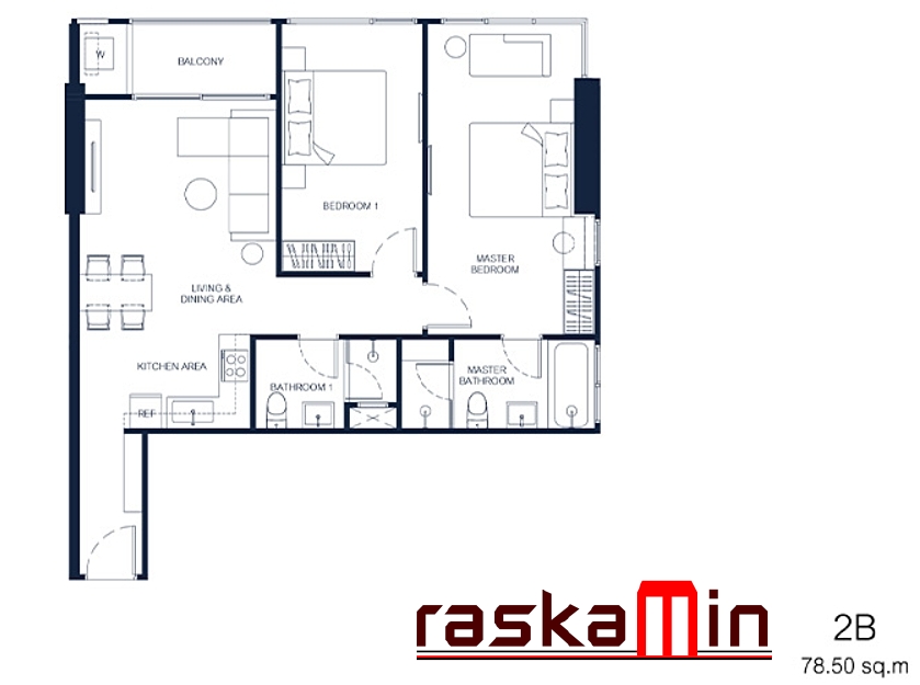 KT0172🦀PTY Residence Sai1 พัทยากลาง🏖️78.50ตรม 2ห้องนอน ชั้น12A 🌊วิวทะเล พร้อมเฟอร์นิเจอร์