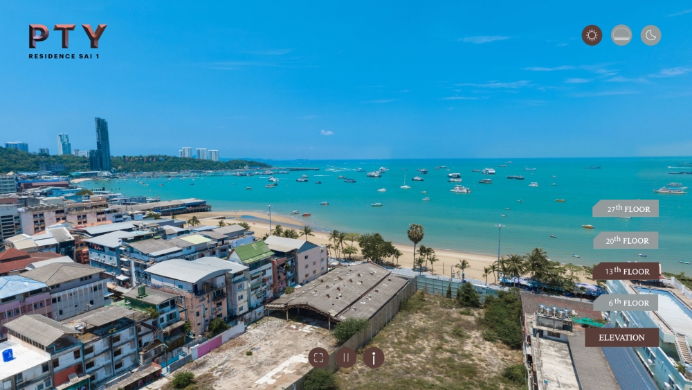 KT0172🦀PTY Residence Sai1 พัทยากลาง🏖️78.50ตรม 2ห้องนอน ชั้น12A 🌊วิวทะเล พร้อมเฟอร์นิเจอร์