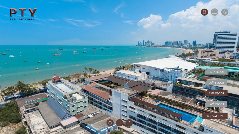 KT0172🦀PTY Residence Sai1 พัทยากลาง🏖️78.50ตรม 2ห้องนอน ชั้น12A 🌊วิวทะเล พร้อมเฟอร์นิเจอร์