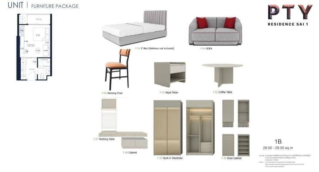 KT0179🦀PTY Residence Sai 1🏖️29ตรม 1ห้องนอน ชั้น12 🌃วิวเมือง พร้อมเฟอร์นิเจอร์