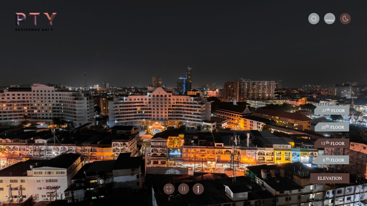 KT0179🦀PTY Residence Sai 1🏖️29ตรม 1ห้องนอน ชั้น12 🌃วิวเมือง พร้อมเฟอร์นิเจอร์