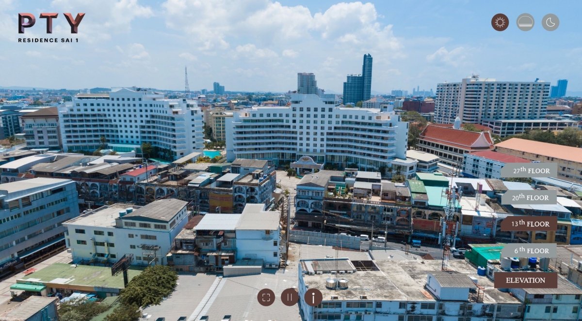 KT0179🦀PTY Residence Sai 1🏖️29ตรม 1ห้องนอน ชั้น12 🌃วิวเมือง พร้อมเฟอร์นิเจอร์