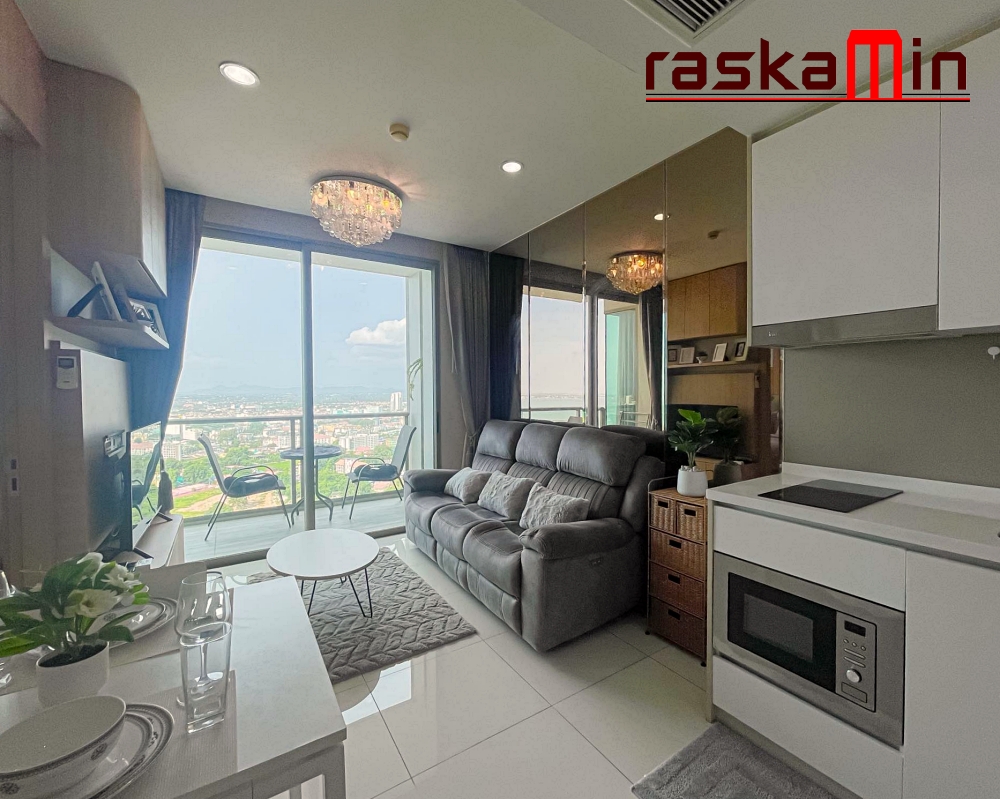 KT0340🌴The Riviera Wongamat🏄‍♂️1ห้องนอน 35.5ตรม ตึก A ชั้นสูง🌊วิวเมือง+ทะเล พร้อมเฟอร์นิเจอร์