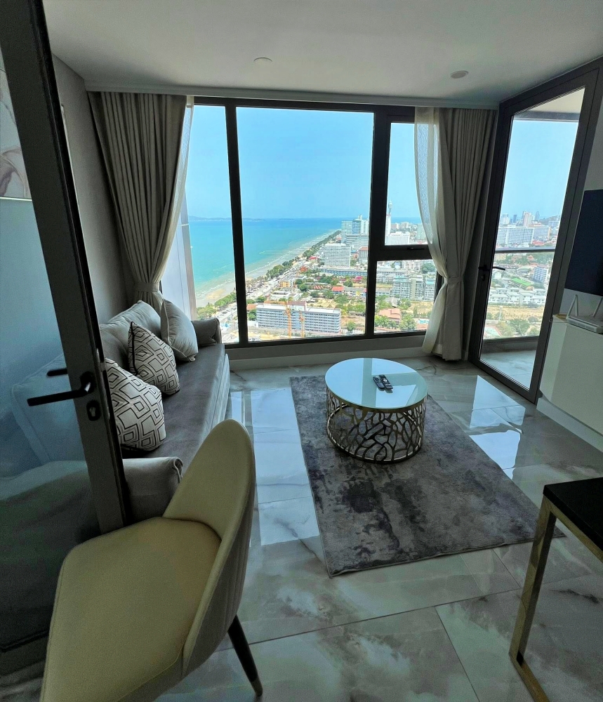 KT0395🌴Copacabana Beach Jomtien🏊Private Jacuzzi Pool🏖️1ห้องนอน 80ตรม ชั้นสูง พร้อมเฟอร์นิเจอร์🌅วิวทะเล