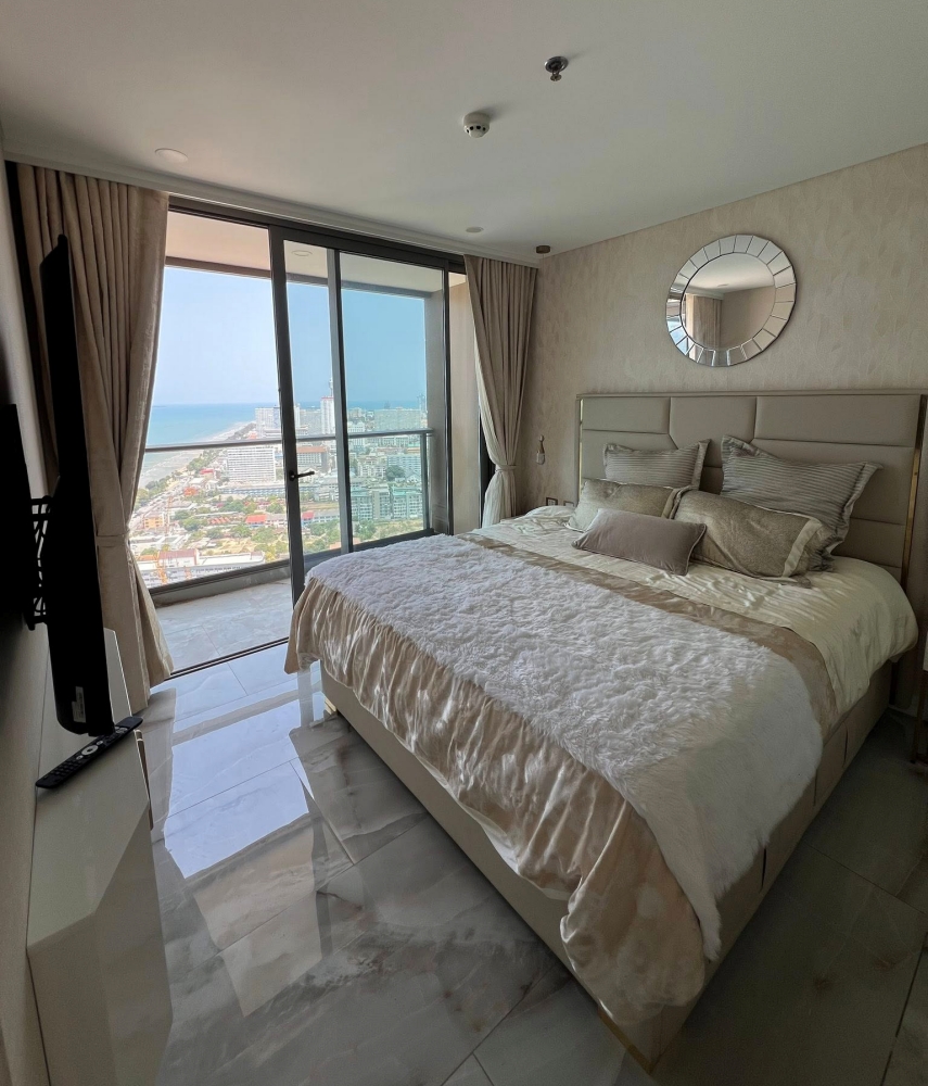 KT0395🌴Copacabana Beach Jomtien🏊Private Jacuzzi Pool🏖️1ห้องนอน 80ตรม ชั้นสูง พร้อมเฟอร์นิเจอร์🌅วิวทะเล